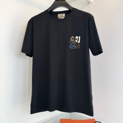 에르메스 패치 디테일 숏슬리브 티셔츠 블랙