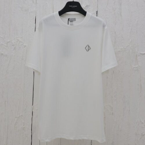 디올 다이아몬드 캐주얼 코튼 저지 티셔츠 화이트