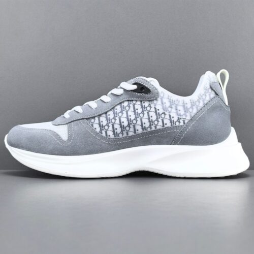 디올 B25 러너 스니커즈 그레이 스웨이드, 화이트