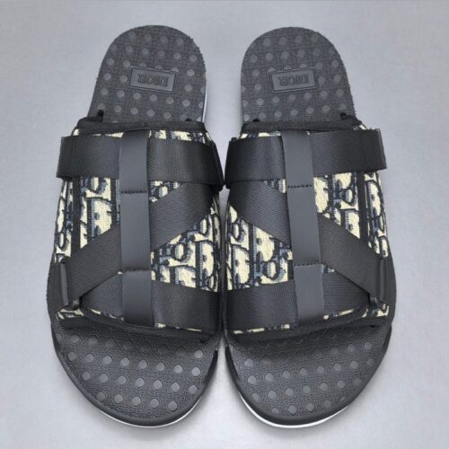 디올 알파 샌들 베이지 & 블랙 디올 오블리크 자카드