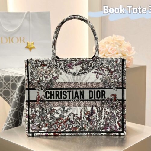 디올 미디엄 북 토트백 에크루 멀티컬러