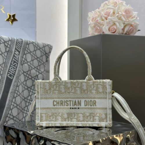 디올 미니 북 토트백 옐로우 골드 오블리크 자수