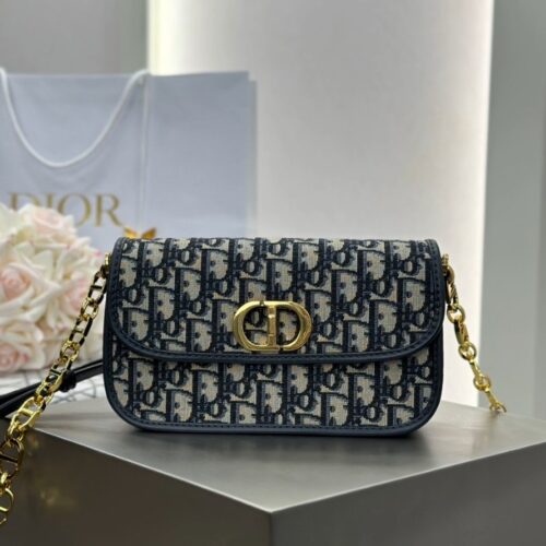 디올 30 몽테인 에비뉴 백 블루 오블리크 자카드