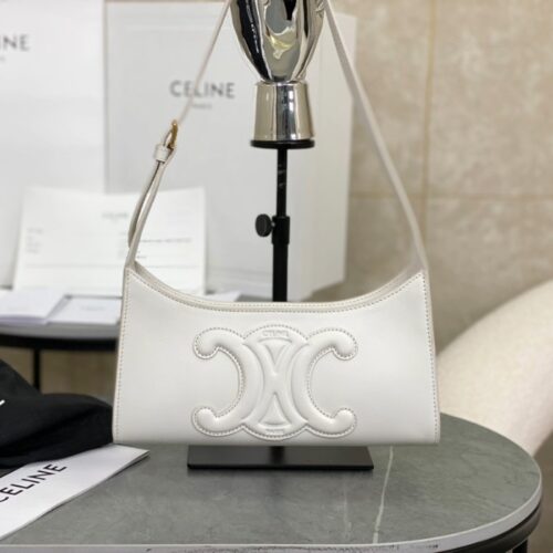 셀린느 스무스 카프스킨 트리옹프 레더 숄더백 화이트 198153