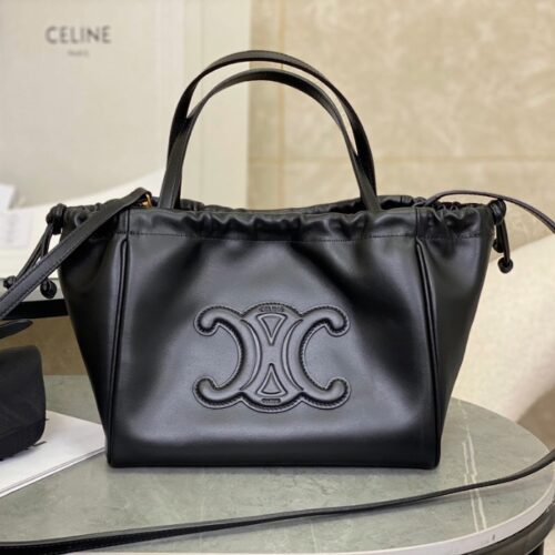 셀린느 퀴르 트리오페 드로우스트링 스몰 토트백 블랙 111013