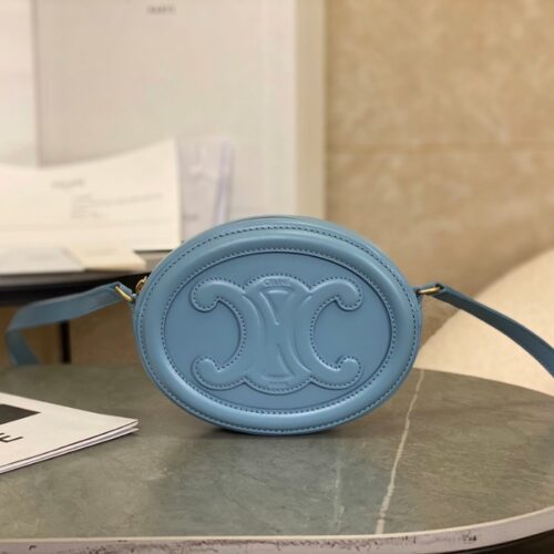 셀린느 트리오페 오벌 펄스 미니 크로스백 블루 101703