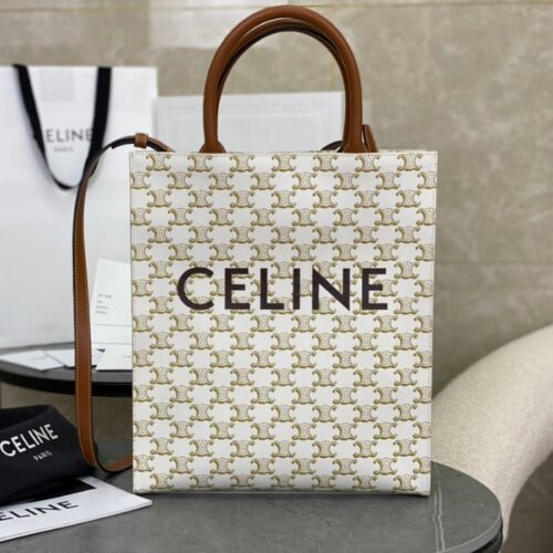 셀린느 트리오페 스몰 카바스 버티컬 토트백 화이트 탄 191542