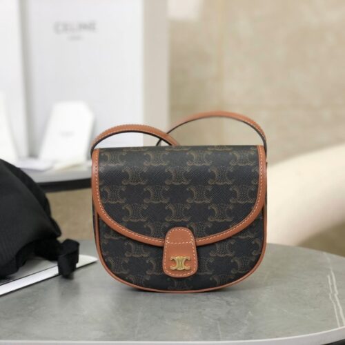 셀린느 미니 베사체 트리옹프 캔버스백 블랙 탄 196702