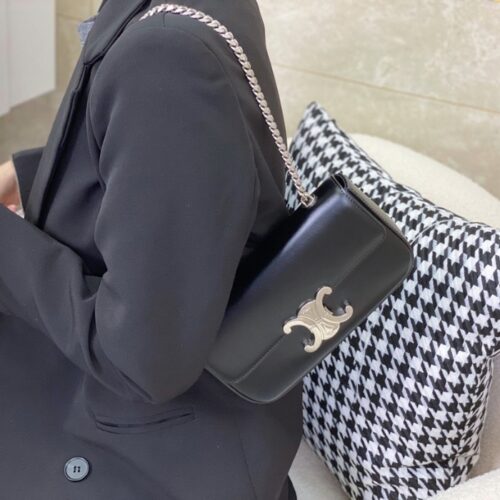 셀린느 트리오페 캔버스 체인 숄더백 블랙 은장 197993