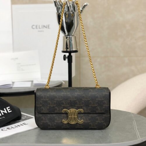 셀린느 트리오페 캔버스 체인 숄더백 탄 197992