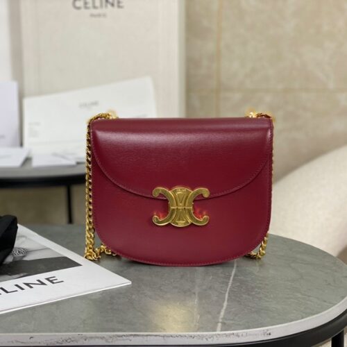 셀린느 트리오페 체인백 베사체 샤이니 카프스킨 버건디 110973