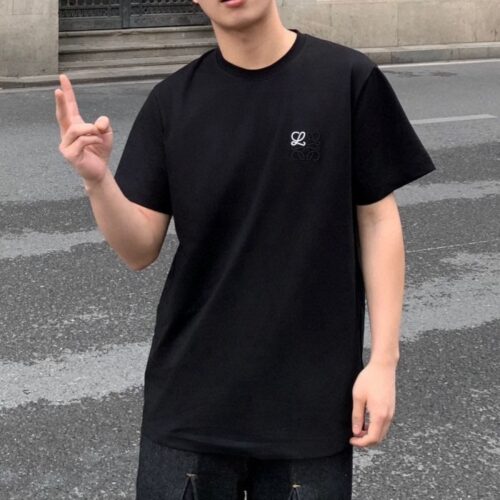 로에베 아나그램 스티치 반팔 티셔츠 블랙