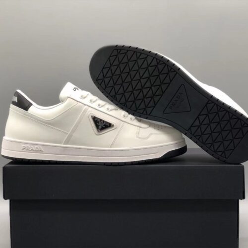 프라다 다운타운 레더 스니커즈 화이트