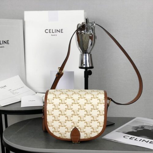 셀린느 트리옹프 미디엄 폴코 크로스 백 화이트 191502