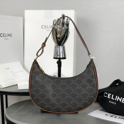 셀린느 아바 숄더백 트리오페 캔버스 카프스킨 탄 193952