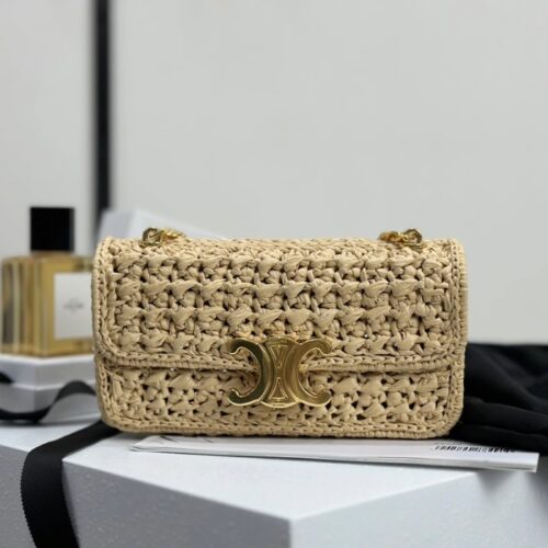 셀린느 트리옹프 체인 숄더백 라피아 197993