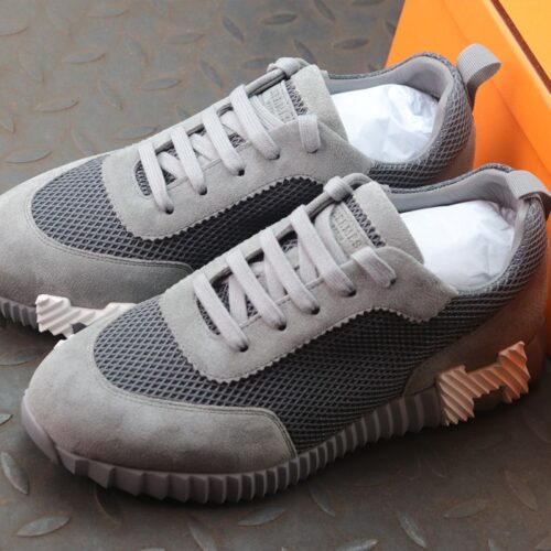 에르메스 바운싱 스니커즈 그래픽 메쉬 스웨이드 고트스킨 & 그리 브룸