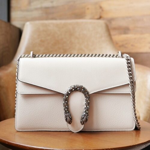 구찌 디오니소스 스몰 레더 숄더백 화이트