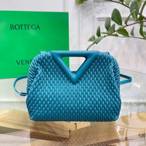 보테가베네타 스몰포인트 퀼팅 탑 핸들백 블루