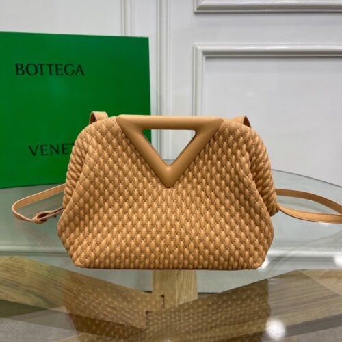 보테가베네타 스몰포인트 퀼팅 탑 핸들백 베이지