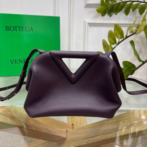 보테가베네타 포인트 트라이앵글 탑핸들백 그레이프 퍼플
