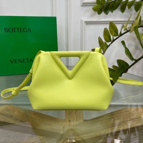 보테가베네타 포인트 트라이앵글 탑핸들백 레몬 워시드