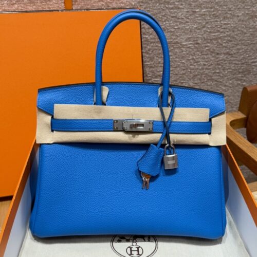 올수공 에르메스 버킨 30 17/Blue zalige 토고 가죽 실버 하드웨어