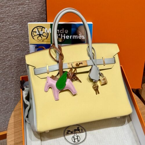 올수공 에르메스 버킨 30 1Z/Jaune Poussin/80/Girs Perle 스위프트 가죽 골드 하드웨어