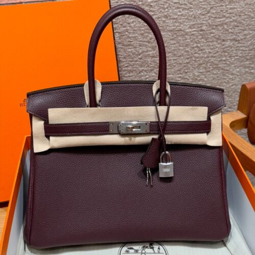 올수공 에르메스 버킨 30 OG/Rouge Sellier 토고 가죽 실버 하드웨어