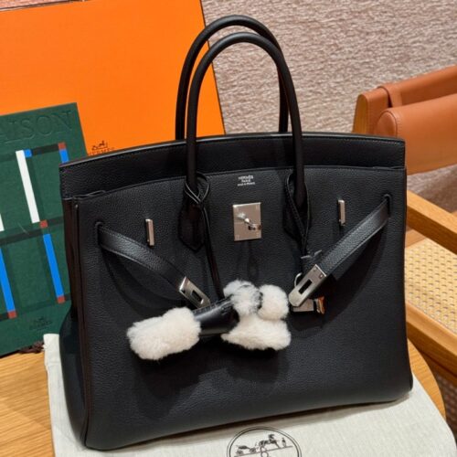 올수공 에르메스 버킨 35 89/noir 토고 가죽 실버 하드웨어