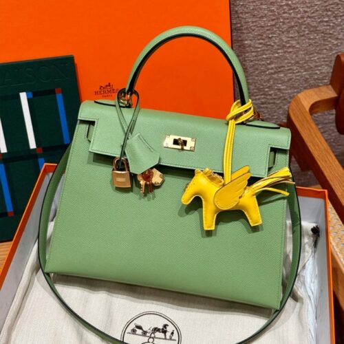 올수공 에르메스 켈리 28 3i/Vert Criquent 엡송 가죽 골드 하드웨어