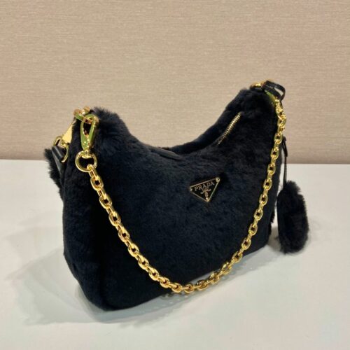 프라다 시어링 호보백 블랙