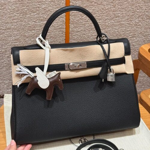 올수공 에르메스 켈리 40 89/noir 토고 가죽 실버 하드웨어