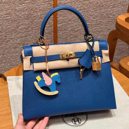 올수공 에르메스 켈리 25 71/bule France 엡송 가죽 골드 하드웨어
