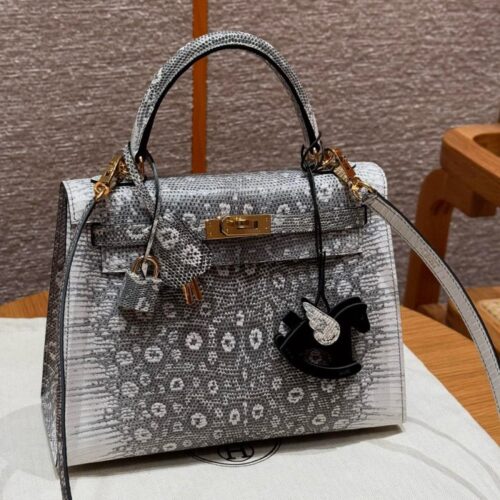 올수공 에르메스 켈리 25 1B/Ombre 리자드 가죽 골드 하드웨어