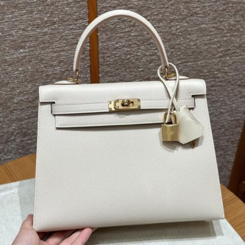 올수공 에르메스 켈리 25 ck10/craie 엡송 가죽 골드 하드웨어
