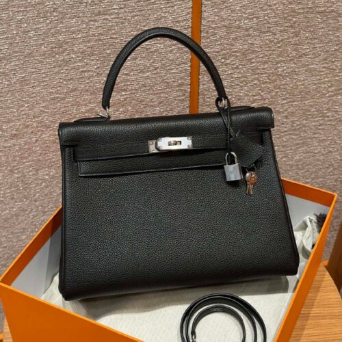 올수공 에르메스 켈리 32 ck89/noir 토고 가죽 실버 하드웨어