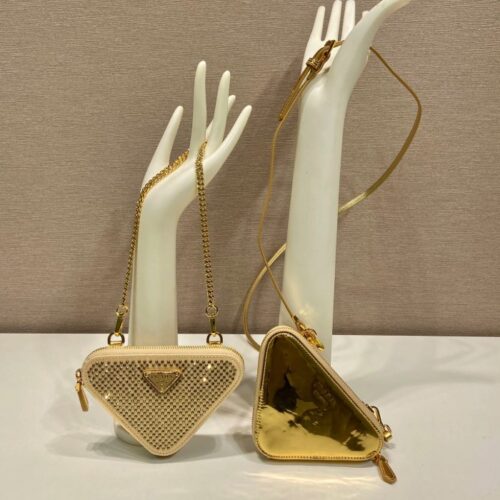 프라다 패브릭 새틴 미니백 골드