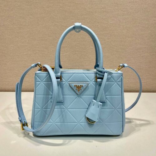 프라다 삼각로고 사피아노 갤러리아 토트백 블루