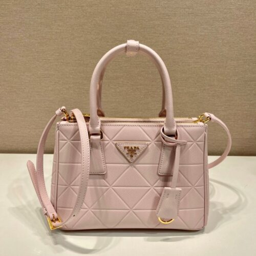 프라다 삼각로고 사피아노 갤러리아 토트백 핑크