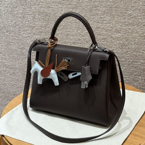 올수공 에르메스 켈리 28 47/Chocolat 토고 가죽 실버 하드웨어