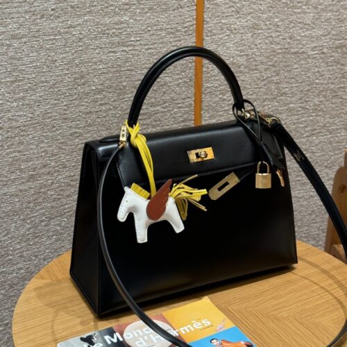 올수공 에르메스 켈리 32 ck89/noir 박스 가죽 골드 하드웨어