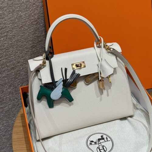 올수공 에르메스 켈리 28 ck10/Craie 엡송 가죽 골드 하드웨어