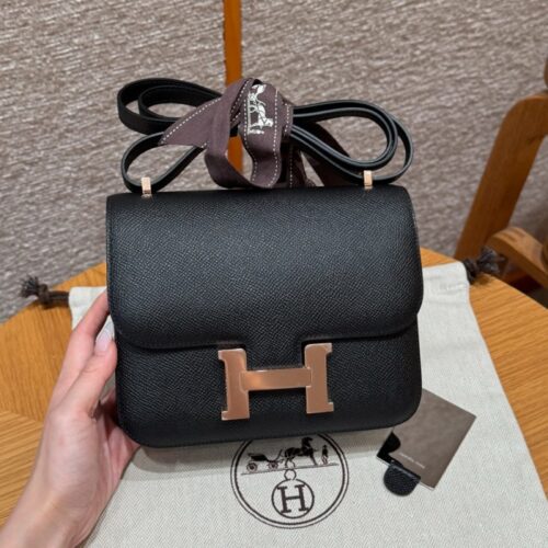 올수공 에르메스 콘스탄스 19 89/noir 엡송 가죽 로즈골드 하드웨어