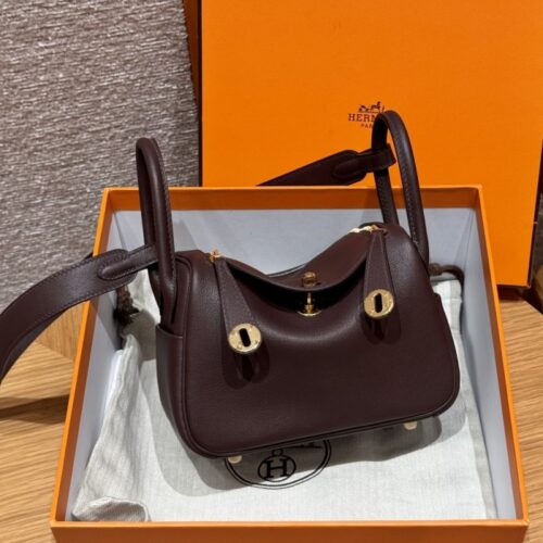 올수공 에르메스 린디 미니 OG/Rouge Sellier 스위프트 골드 하드웨어