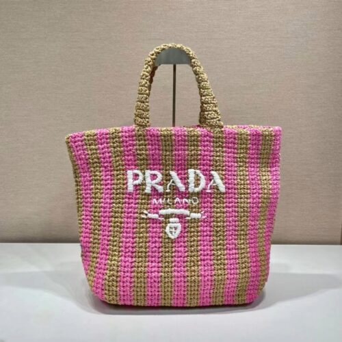 프라다 라피아 토트백 핑크