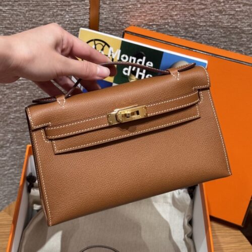올수공 에르메스 미니 켈리 포쉐트 37/Gold 엡송 가죽 골드 하드웨어