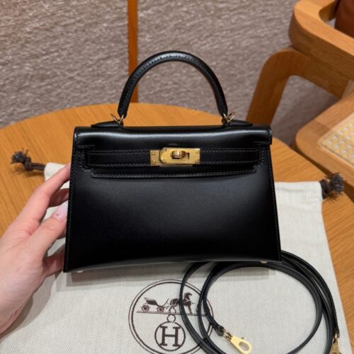 올수공 에르메스 미니 켈리 89/Nior 박스 가죽 골드 하드웨어