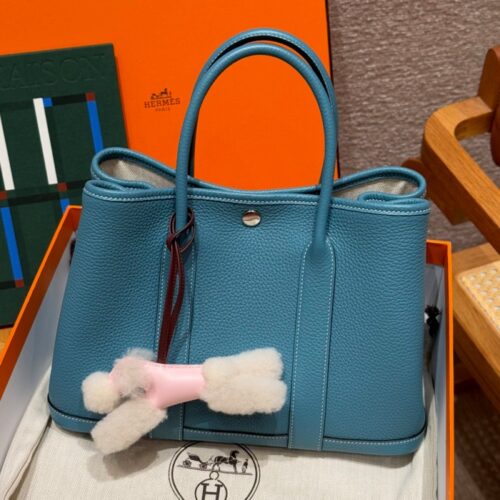 올수공 에르메스 가든파티 30 75/Blue Jean vache 실버 하드웨어