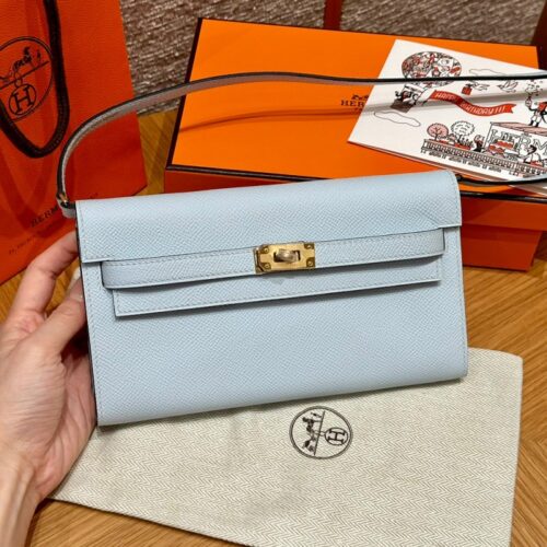 올수공 에르메스 켈리 클래식 투 고 장지갑 10/Bleu pale 엡송 골드 하드웨어